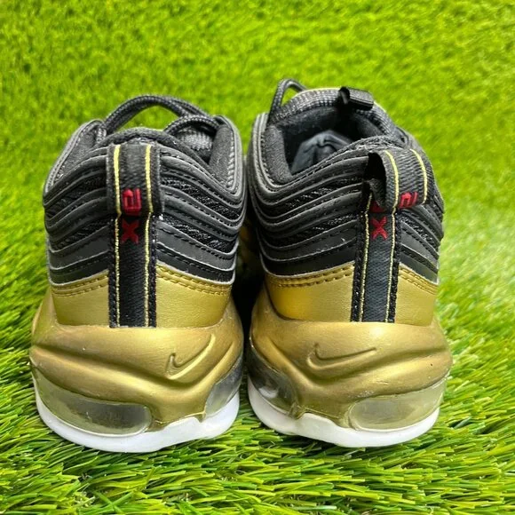 Nike Air Max 97 QS Boys Size 5.5Y Gold Black Walking Running Shoes Sneakers - Picture 6 of 10